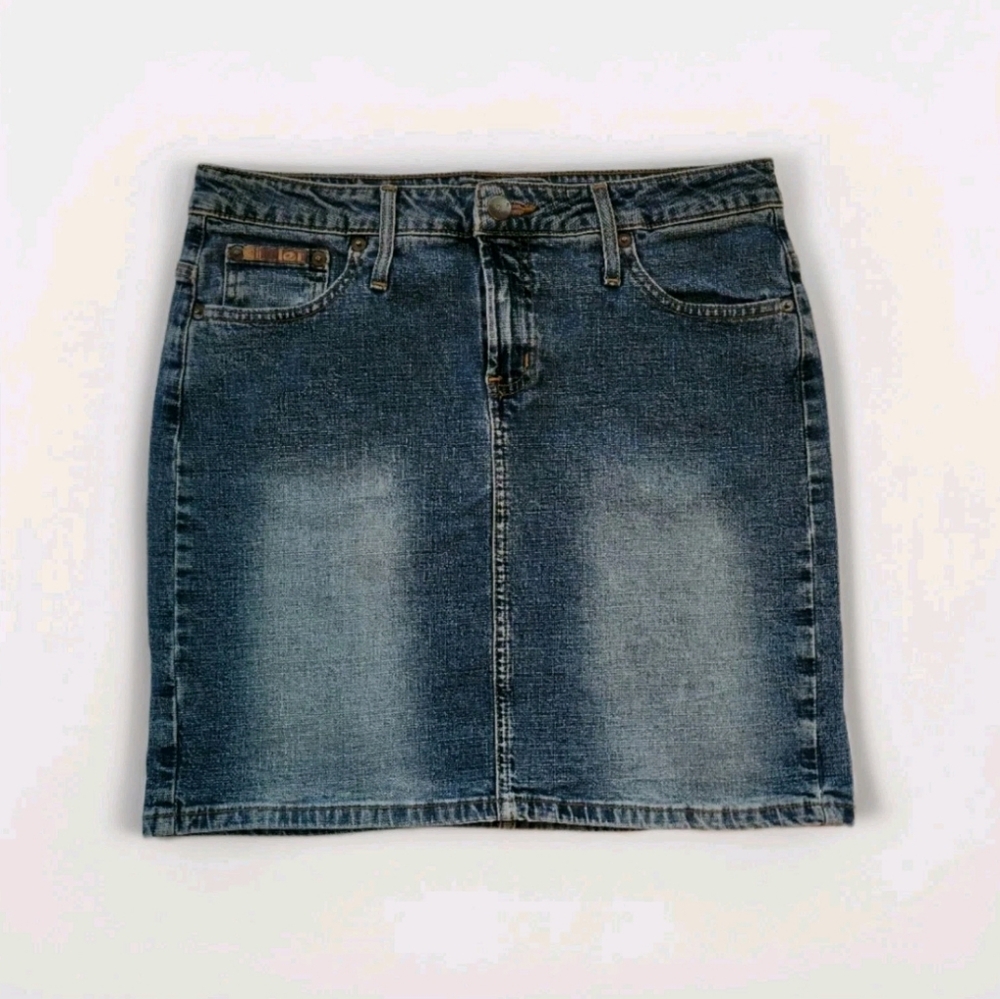 L.e.i. Denim Skirt Midi Length Dark Blue Sz 11 RN# 89083